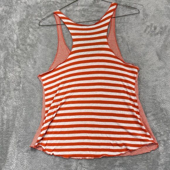 Old Navy Tank Top Women's Medium Vintage Tank Orange Stripe Workout Summer - Picture 3 of 9